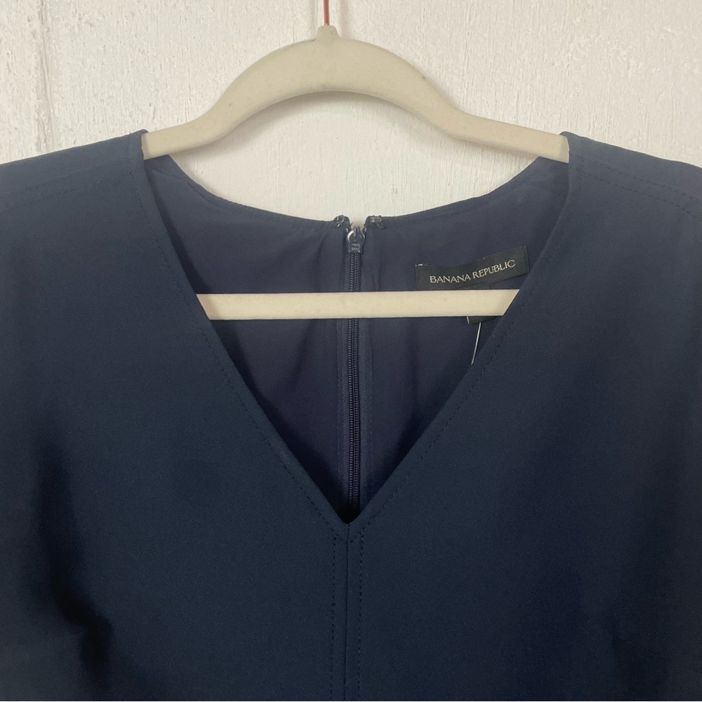 Banana Republic Black V-Neck Flutter Sleeve Dress - Picture 2 of 15